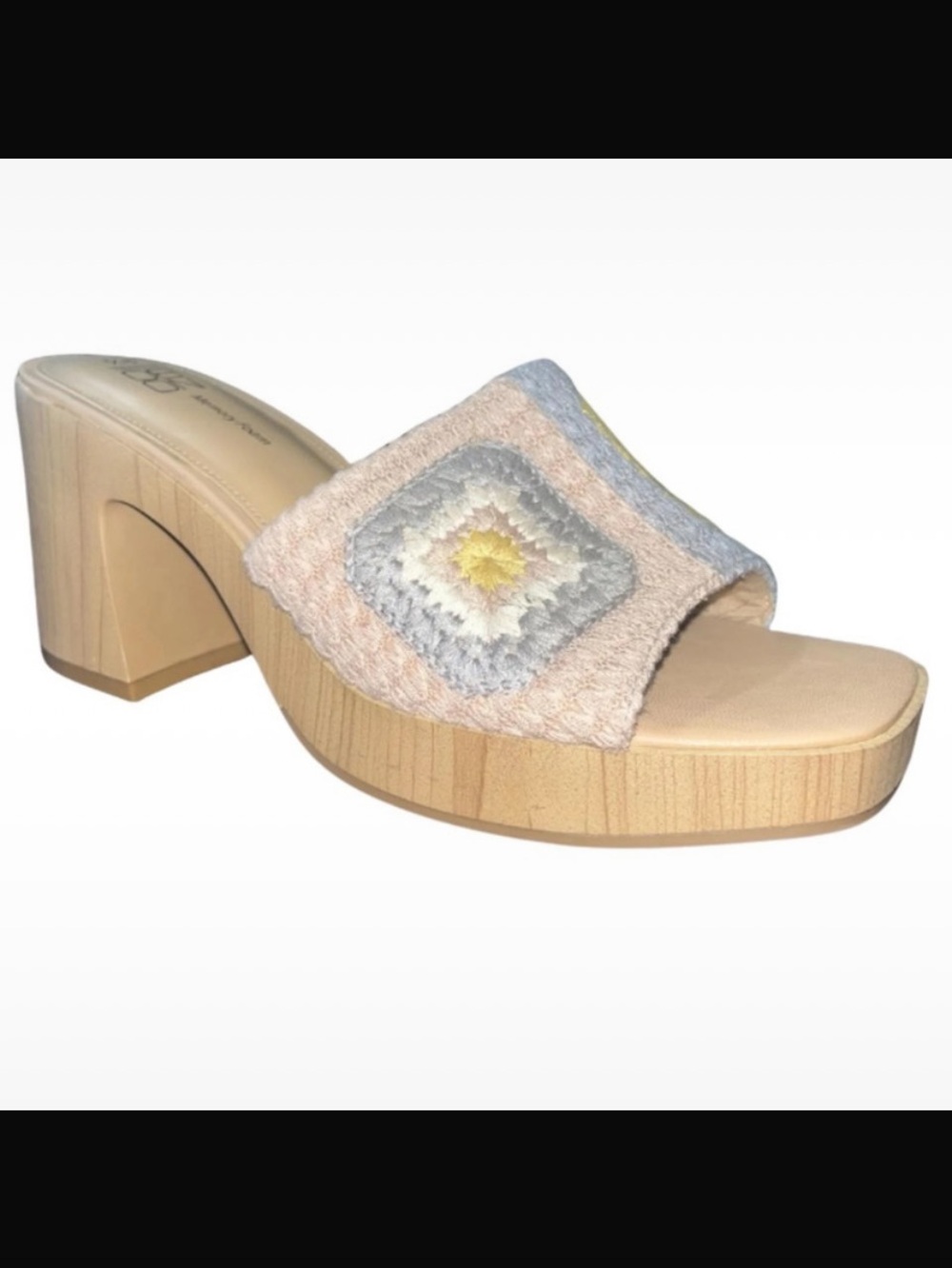 No Boundaries Pastel Granny Square Crochet Chunky Heel
Sandals - Size 9.5